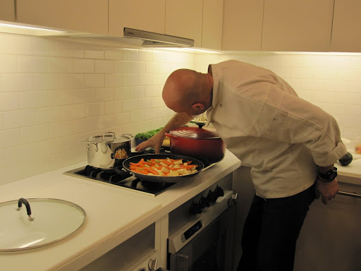 Chef Pierre making sure everything is where it needs to be.