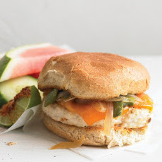 Chicken Burger with Roasted Poblano and Onion