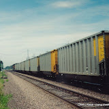 Eastbound Union Pacific coal train crossing Burlington Northern track west of Fremont, Nebraska. August 1999 Eastbound Union Pacific coal train crossing Burlington Northern track west of Fremont, Nebraska. August 1999