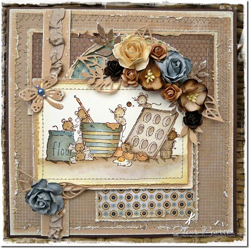 Craft Stamper Card.brown blue & cream