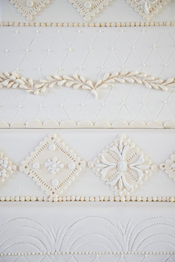 A close-up detail of the different tiers and techniques. A close-up detail of the different tiers and techniques.