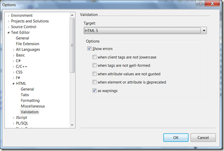 VS HTML 5 Setting