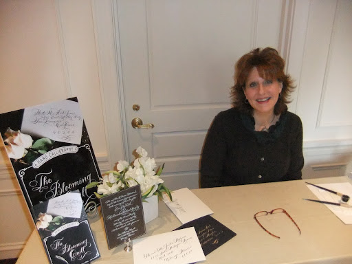 Debi Zeinert, of The Blooming Quill, came to write couple's names in gorgeous calligraphy.