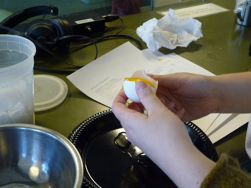 Separating an egg-we just want the yolk