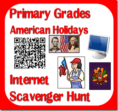 Internet Scavenger Hunt on American Holidays - designed specifically for Kindergarten and first grade students - FREE download from Raki's Rad Resources.