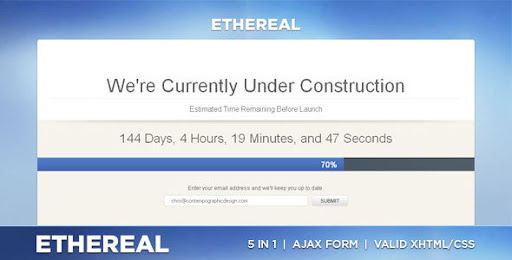 Ethereal - Under Construction XHTML/CSS - ThemeForest Item for Sale