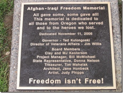 IMG_8253 Afghan-Iraqi Freedom Memorial Plaque at the Veterans' Building in Salem, Oregon on August 12, 2007