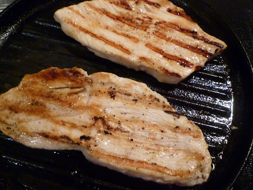 Brined cutlets, patted dry and cooked.