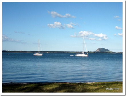 Tauranga harbour with Mt Maunganui in the background.