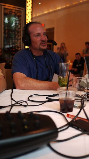 Chris Lilly from Big Bob Gibson's BBQ.  We grilled him about his signature white BBQ sauce -- it's vinegar and mayonnaise based, with horseradish, salt, pepper, and...the rest of the award-winning blend is his secret!