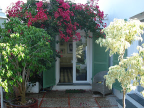 Entrance door to the living room of the apartment from the terrace.