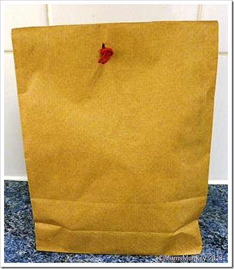 Gift Bag made using lunch bag with tag