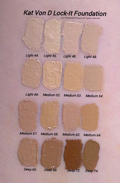 Kat Von D Lock-It (Tattoo) Foundation; Review & Swatches of Shades
