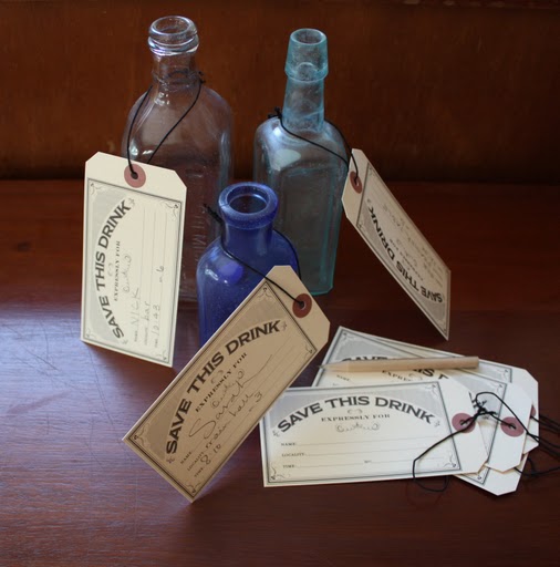 The drink tags and pencils were included in the reception program.