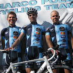Some riders from Marco Polo Cycling Donckers Koffie with the nº7even team bicycle. (photo: Remko Kramer)