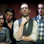 The Water Engine: An American Fable, by David Mamet. Directed by Brian Golden. October 28 - December 19. (l to r) Jess Thigpen, Lindsey Pearlman, Cody Proctor, Brett Lee. Photo Credit: Amanda Clifford