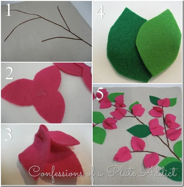 CONFESSIONS OF A PLATE ADDICT   POTTERY BARN Inspired No-Sew Bougainvillea Pillow tutorial