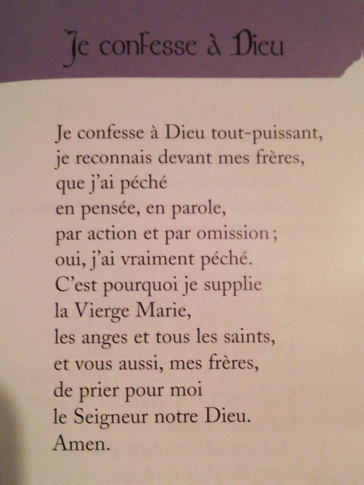 Je Confess à Dieu Tout-puissant Nouvelle Version