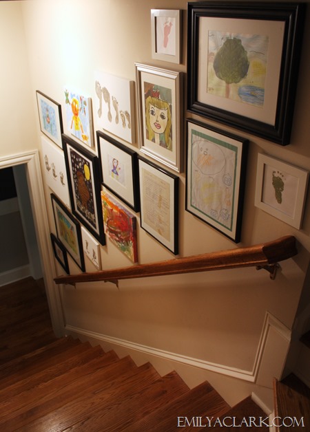 hanging frames in stairwell