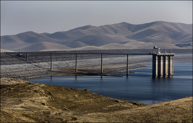 A nearly empty water reservoir in California. California's groundwater depletion could have nationwide implications. Photo: Ken James / Bloomberg / Getty