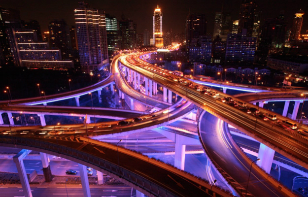 Nighttime view of a freeway interchange in Beijing. Kevin Lee / Bloomberg / Getty Images via foreignpolicy.com