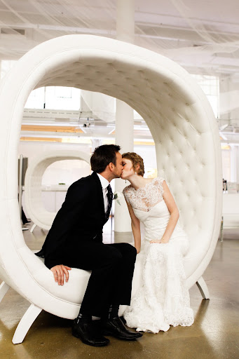 The globe sofas creates the perfect perch for the lovebirds.