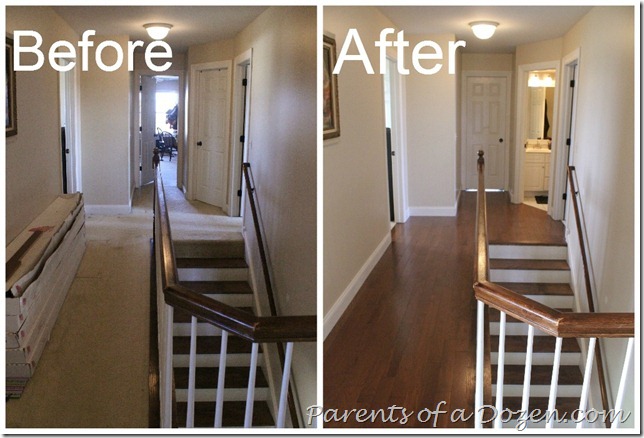Wood Floor in Hallway before and after