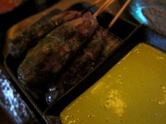 Charred Chilli Rubbed Beef Skewer, Thai Basil Dipping Sauce