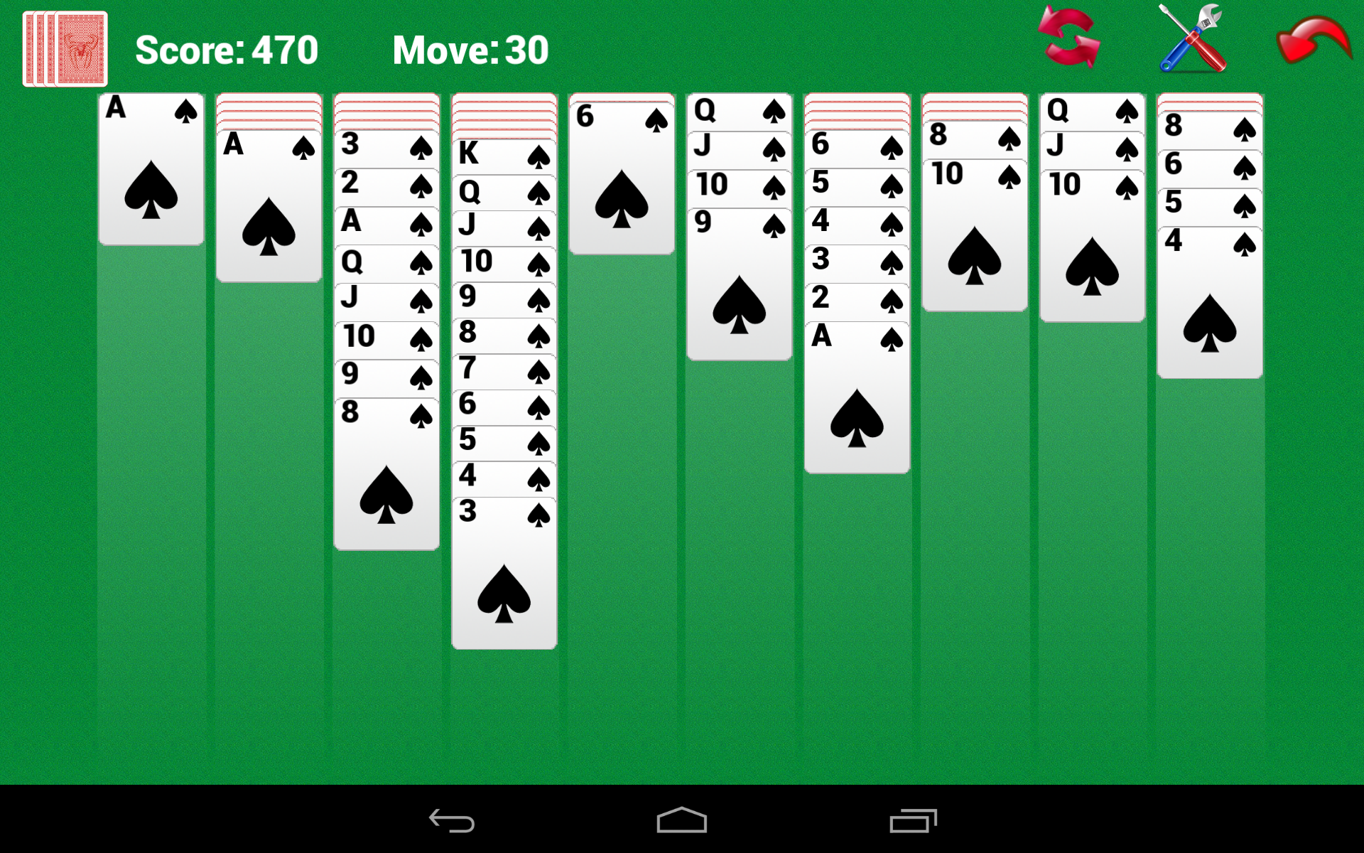 Android application Spider Solitaire screenshort