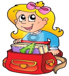 Cartoon girl with school bag - vector illustration.