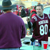 Tailgate beer pong action to warm up before the game.