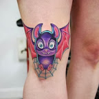 cute purple bat knee - tattoos ideas