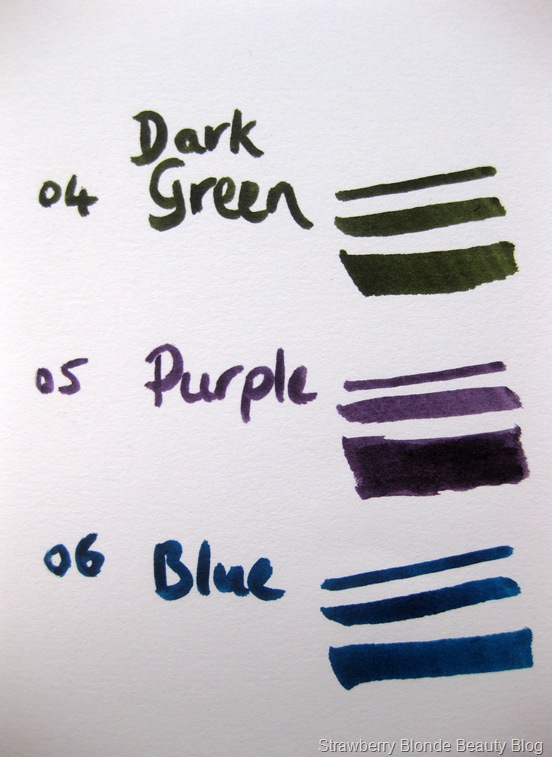 GOSH Intense Eye Liner Pen -green, purple, blue swatch