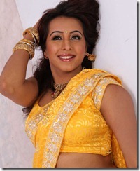Actress Sanjana in Yellow Saree Hot Stills