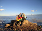 Group shot with the Bolivian flag. You probably can't tell but it was a smidgen on the cold side!