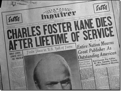 death headline of Charles Kane