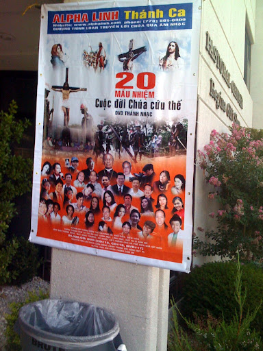 Religious signage is plentiful during Marian Days.