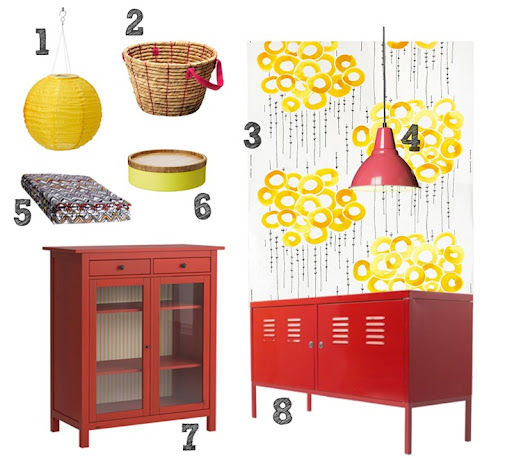 Foto Pendant Light (red, 10u201d) - $19.99 5. Lyndby Throw (zigzag) - $9.99 6. Valkand bowl and dish (yellow)