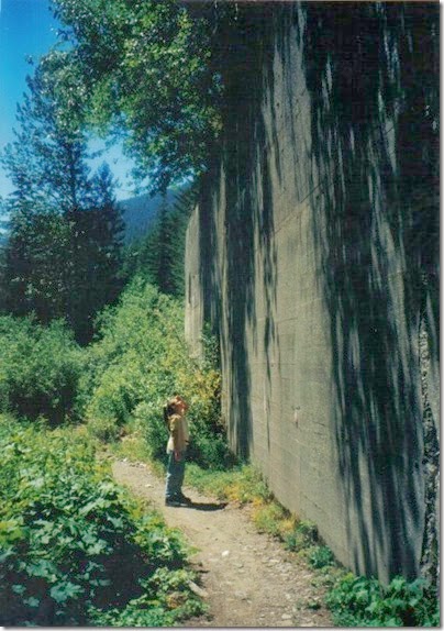 Concrete Snowshed Wall near Milepost 1712 on the Iron Goat Trail in 2000
