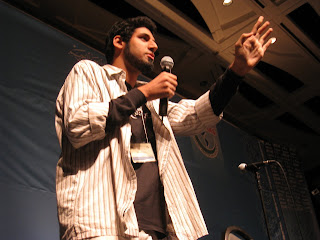 Umer telling some "warm-up" jokes