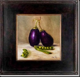 Eggplant with peas framed