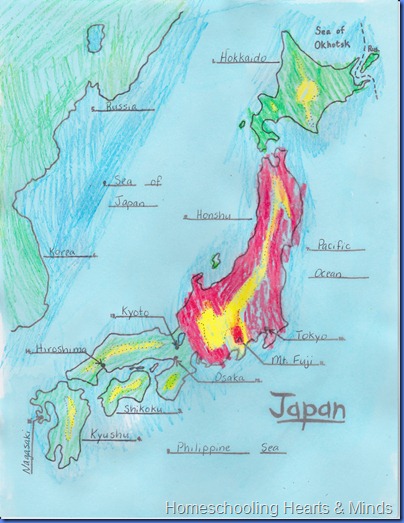 Japan map project from Ellen McHenry