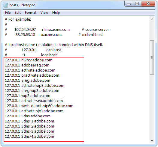 Adobe Hosts File