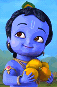 [Krishna holding fruit]