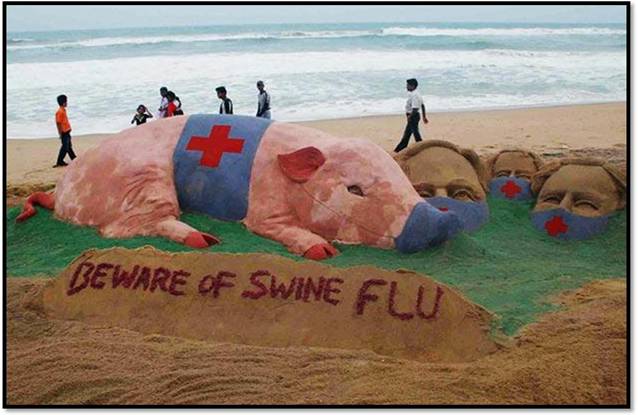 Statues of Lord Ganesha, Budha , Jesus and many more made up of Sand