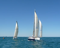 Sheldon Clarke Regatta 2010 / Sheldon Clarke 2010: Sunday, rounding the 2nd mark, left to right: Collaboration, Mojo, Turning Point.