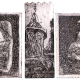 "Art Mail de la Roumanie" (le serpent de Glykon de Tomis, Curtea de Arges,, Brancusi) 1998; C3 C5/eau-forte, aquatinte;