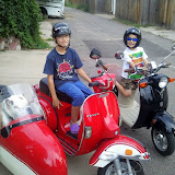 Kai and Eidan on Yoko's scooters