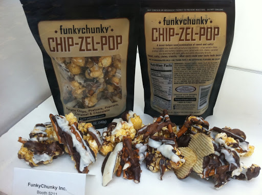Just one of the many products on display this year that featured chocolate-covered potato chips. Flavored popcorn was also HUGE.
