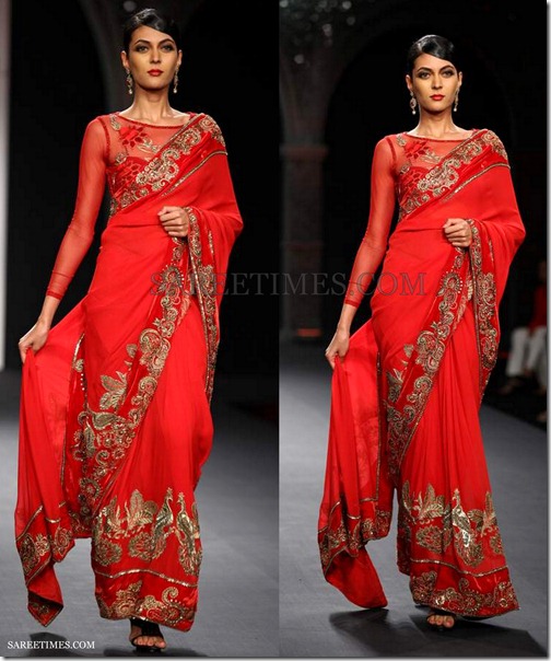 Varun_Bahl_Red_Georgette_Saree